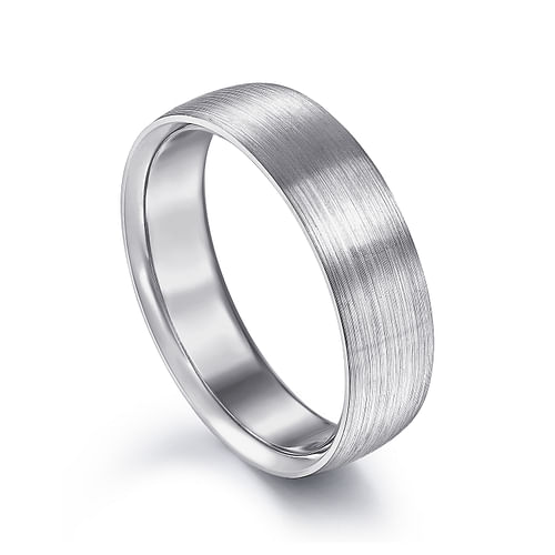 14K White Gold 6mm - Men's Wedding Band in Satin Finish