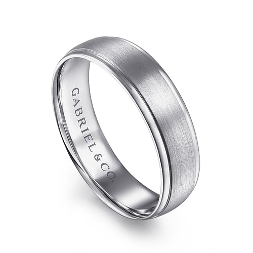 14K White Gold 6mm - Men's Wedding Band in Satin Finish