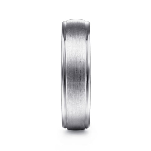 14K White Gold 6mm - Men's Wedding Band in Satin Finish