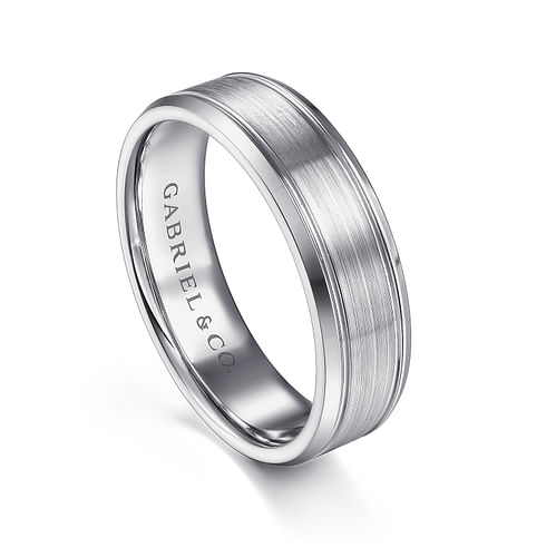 14K White Gold 6mm - Men's Wedding Band in Satin Finish