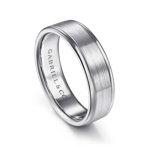 14K White Gold 6mm - Men's Wedding Band in Satin Finish