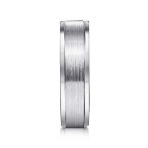 14K White Gold 6mm - Men's Wedding Band in Satin Finish