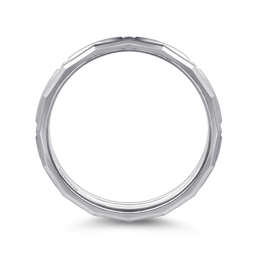 14K White Gold 6mm Men's Ring Brush Finish in Satin Finish