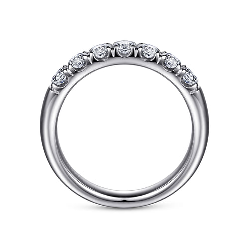 14K White Gold 7 Stone French Pavé Diamond Wedding Band