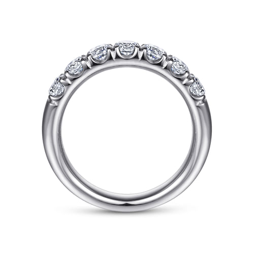 14K White Gold 7 Stone French Pavé Diamond Wedding Band