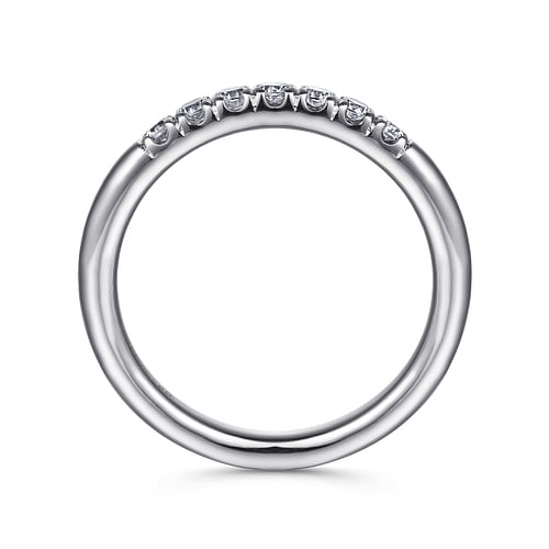 14K White Gold 7 Stone French Pavé Diamond Wedding Band