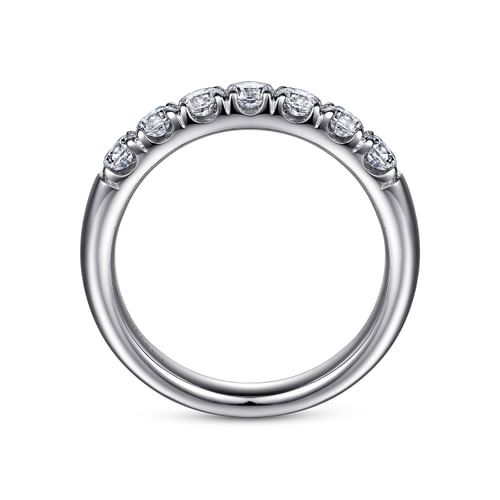 14K White Gold 7 Stone French Pavé Diamond Wedding Band
