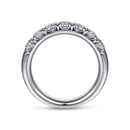 14K White Gold 7 Stone French Pavé Diamond Wedding Band