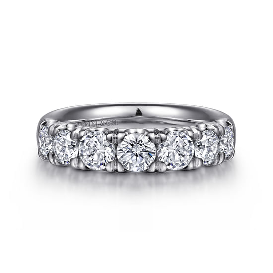 Gabriel - 14K White Gold 7 Stone French Pavé Set Diamond Wedding Band