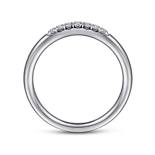 14K White Gold 7 Stone French Pavé Set Diamond Wedding Band