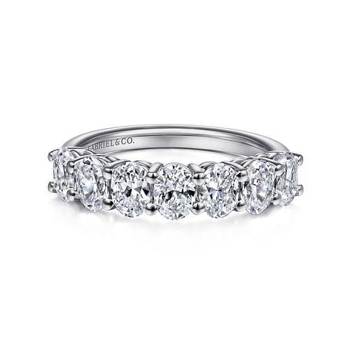 14K White Gold 7 Stone Oval Diamond Anniversary Band