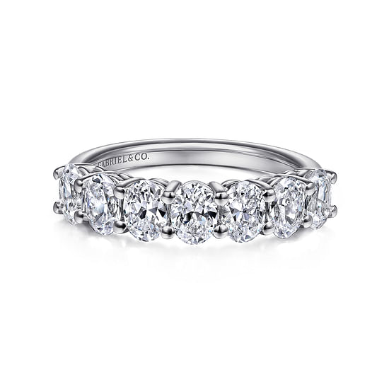 Gabriel - 14K White Gold 7 Stone Oval Diamond Anniversary Band