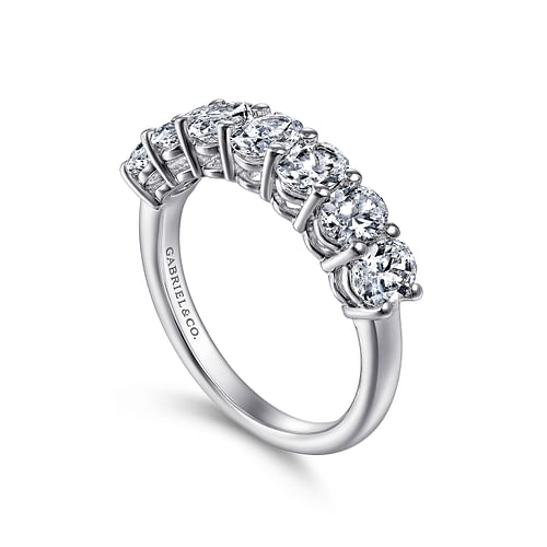 14K White Gold 7 Stone Oval Diamond Anniversary Band