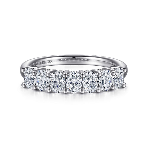 14K White Gold 7 Stone Oval Diamond Anniversary Band