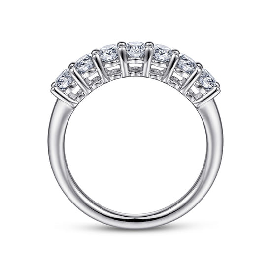 14K White Gold 7 Stone Oval Diamond Anniversary Band angle 2