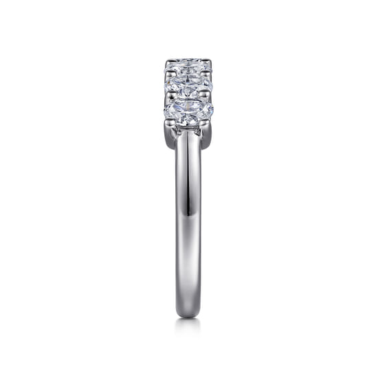 14K White Gold 7 Stone Oval Diamond Anniversary Band angle 4