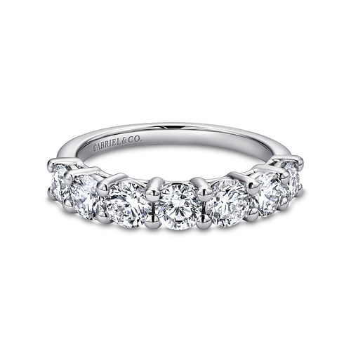 14K White Gold 7 Stone Shared Prong Diamond Anniversary Band