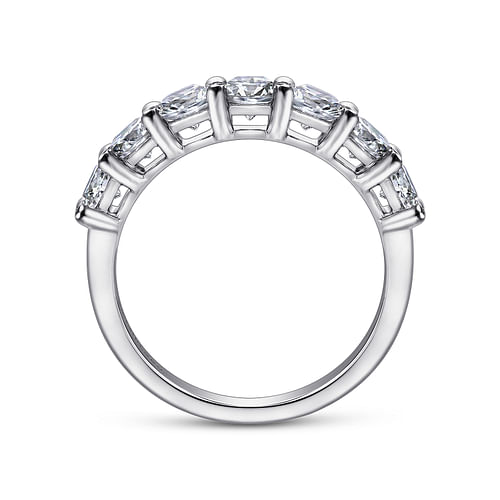 14K White Gold 7 Stone Shared Prong Diamond Anniversary Band