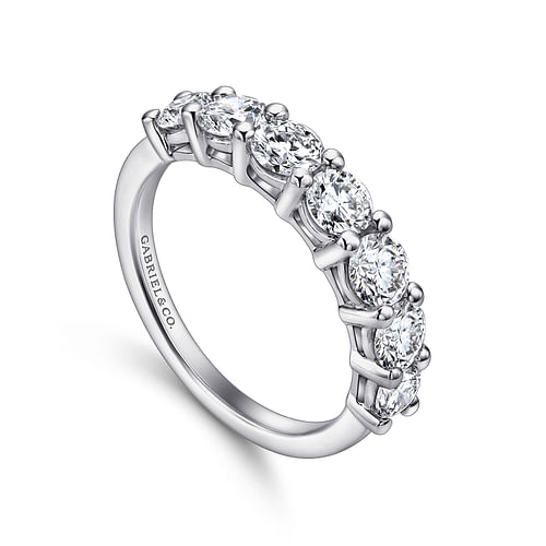 14K White Gold 7 Stone Shared Prong Diamond Anniversary Band