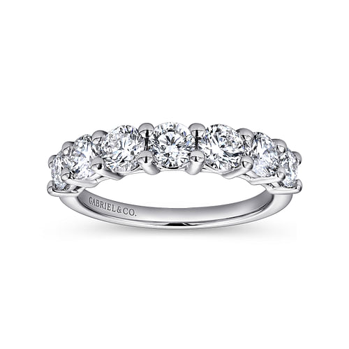 14K White Gold 7 Stone Shared Prong Diamond Anniversary Band