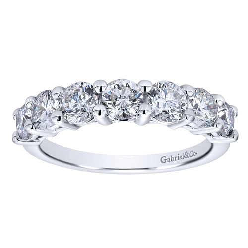 14K White Gold 7 Stone Shared Prong Diamond Anniversary Band