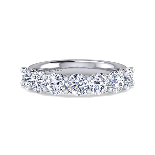 14K White Gold 7 Stone Shared Prong Diamond Anniversary Band