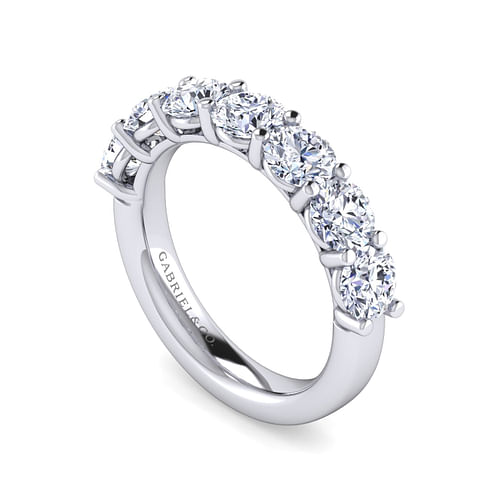 14K White Gold 7 Stone Shared Prong Diamond Anniversary Band