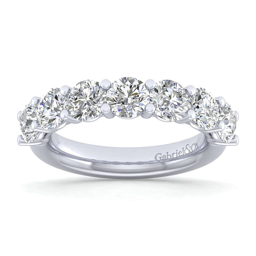 14K White Gold 7 Stone Shared Prong Diamond Anniversary Band