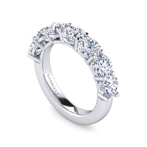 14K White Gold 7 Stone Shared Prong Diamond Anniversary Band