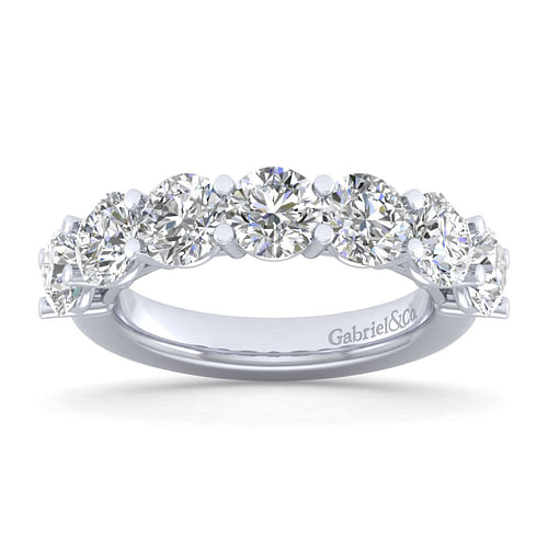 14K White Gold 7 Stone Shared Prong Diamond Anniversary Band