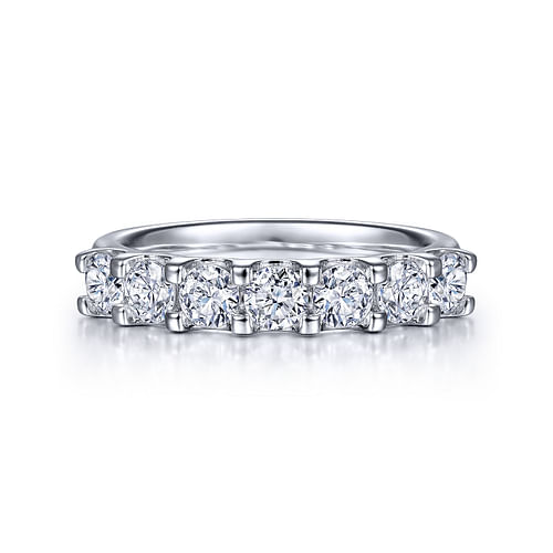 14K White Gold 7 Stone Shared Prong Round Diamond Anniversary Band