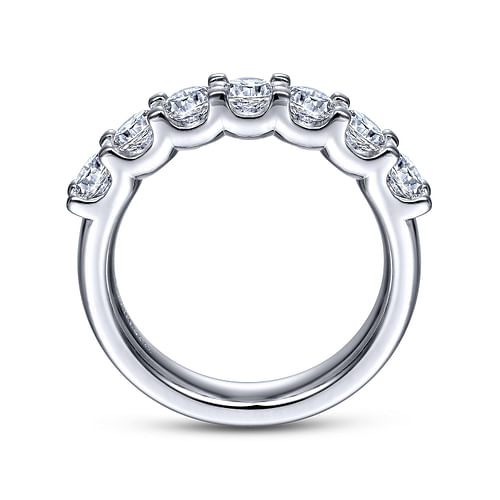 14K White Gold 7 Stone Shared Prong Round Diamond Anniversary Band