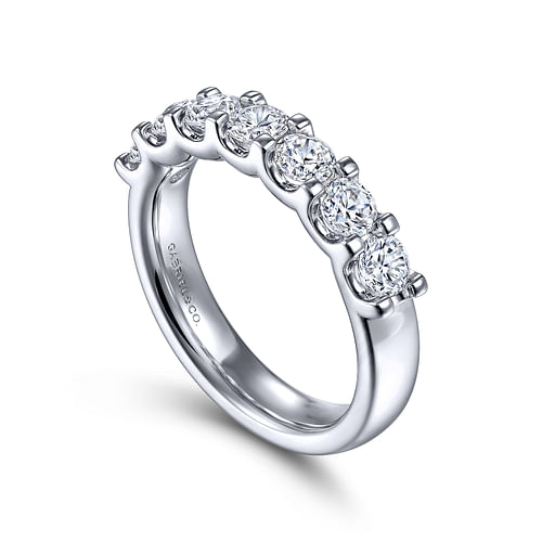 14K White Gold 7 Stone Shared Prong Round Diamond Anniversary Band