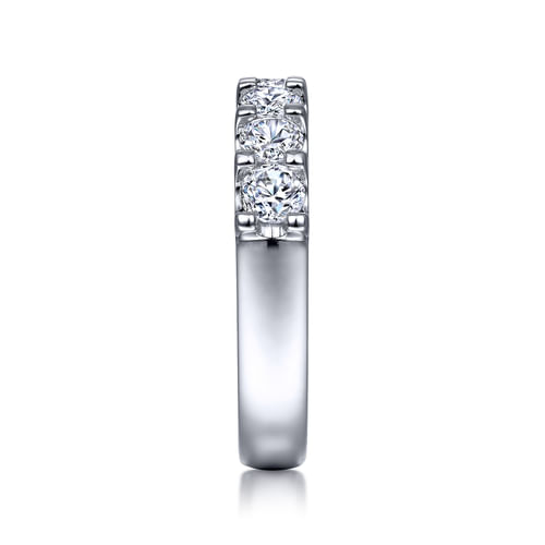 14K White Gold 7 Stone Shared Prong Round Diamond Anniversary Band