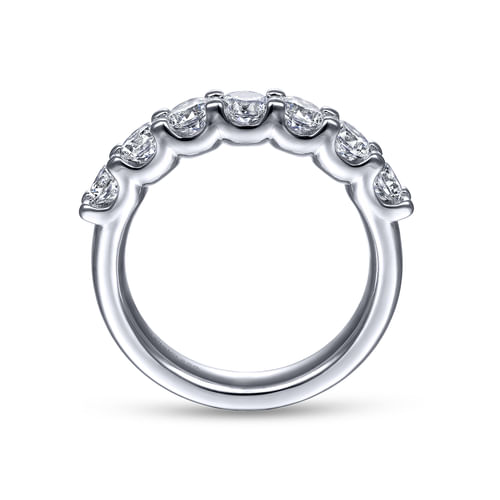 14K White Gold 7 Stone Shared Prong Round Diamond Anniversary Band