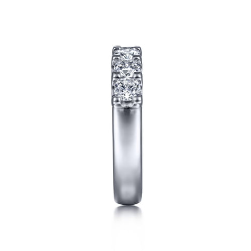 14K White Gold 7 Stone Shared Prong Round Diamond Anniversary Band