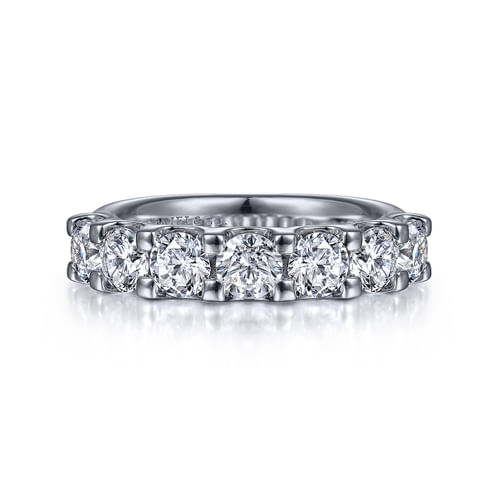 14K White Gold 7 Stone Shared Prong Round Diamond Anniversary Band