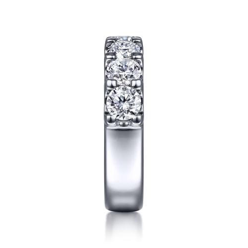 14K White Gold 7 Stone Shared Prong Round Diamond Anniversary Band