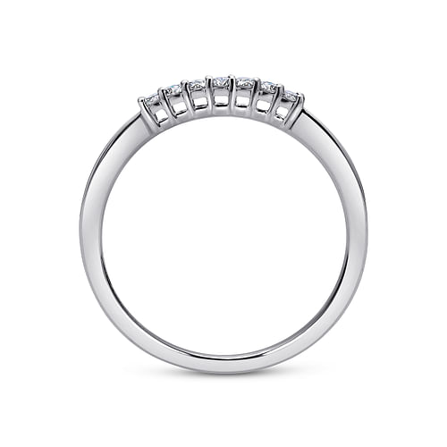 14K White Gold 7 Stone Shared Prong Set Diamond Wedding Band