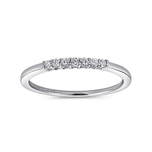 14K White Gold 7 Stone Shared Prong Set Diamond Wedding Band