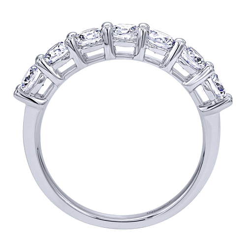 14K White Gold 7 Stone Shared Prong Set Diamond Wedding Band