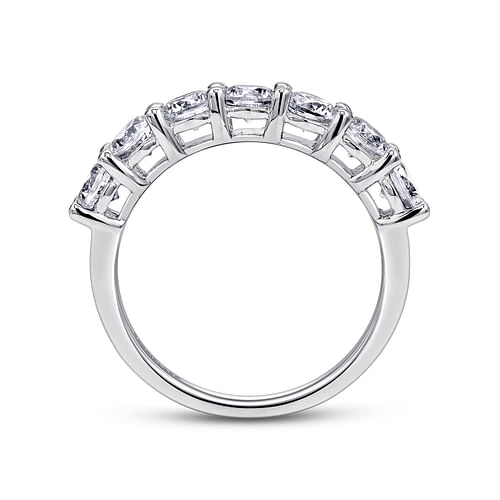 14K White Gold 7 Stone Shared Prong Set Diamond Wedding Band