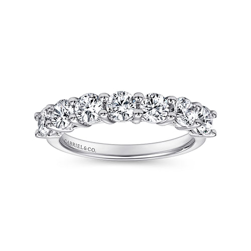 14K White Gold 7 Stone Shared Prong Set Diamond Wedding Band