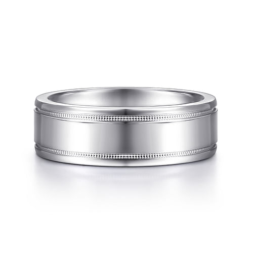 14K White Gold 7mm - High Polished Men's Wedding Band 