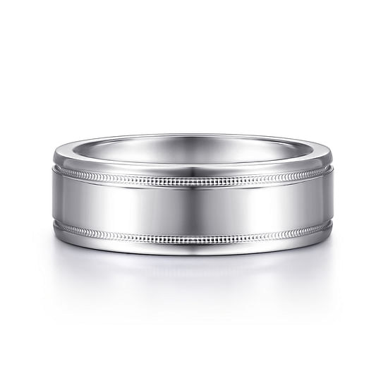 Gabriel - 14K White Gold 7mm - High Polished Men's Wedding Band 