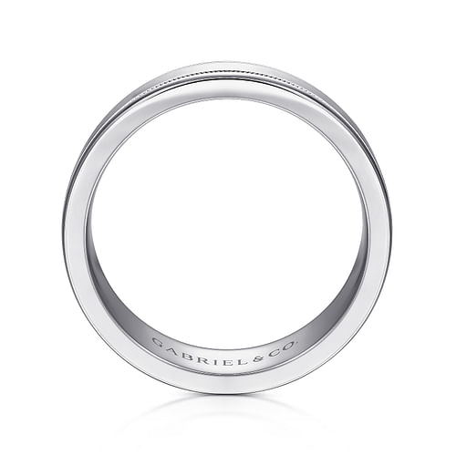 14K White Gold 7mm - High Polished Men's Wedding Band 