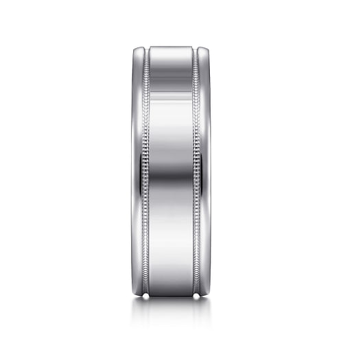 14K White Gold 7mm - High Polished Men's Wedding Band 