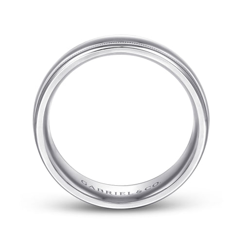 14K White Gold 7mm - Men's Wedding Band in High Polished Finish