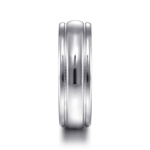 14K White Gold 7mm - Men's Wedding Band in High Polished Finish