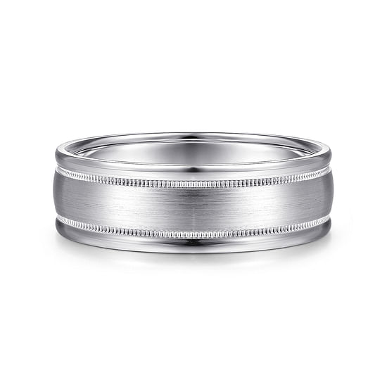 Gabriel - 14K White Gold 7mm - Men's Wedding Band in Satin Finish